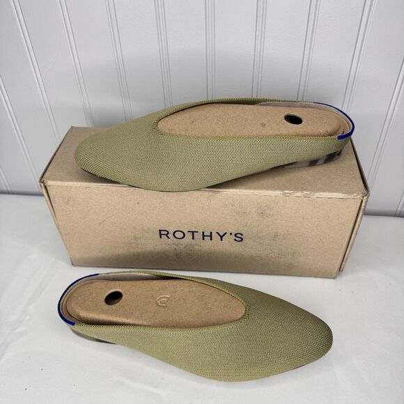 Rothy's Sz 7.5 M Cedar Demi Mule Slide Shoes Textile Upper Flats Women Green - Picture 3 of 9